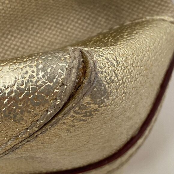 Kate Spade Women's Metallic Gold Pebbled Leather & Canvas Shoulder Bag Gold - Picture 4 of 7